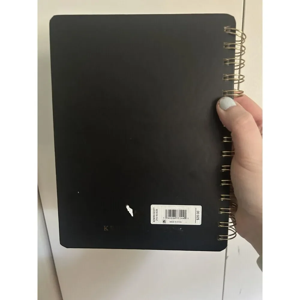 Kendra Scott Varsity Letter Planner Spiral Notebook Black Gold Undated NWT